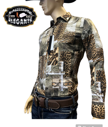 Camisa con diseño para caballero Leopardo